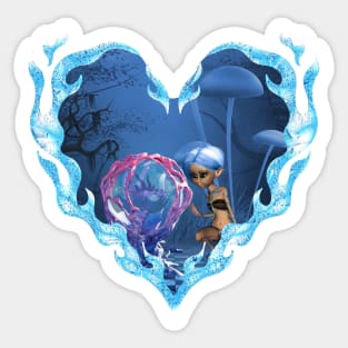 Cute fairy with fantasy fish Sticker